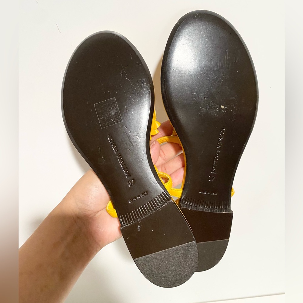 Bottega Veneta Yellow Leather Flower Cutout Sunset Flat Sandals 37 - Picture 6 of 7